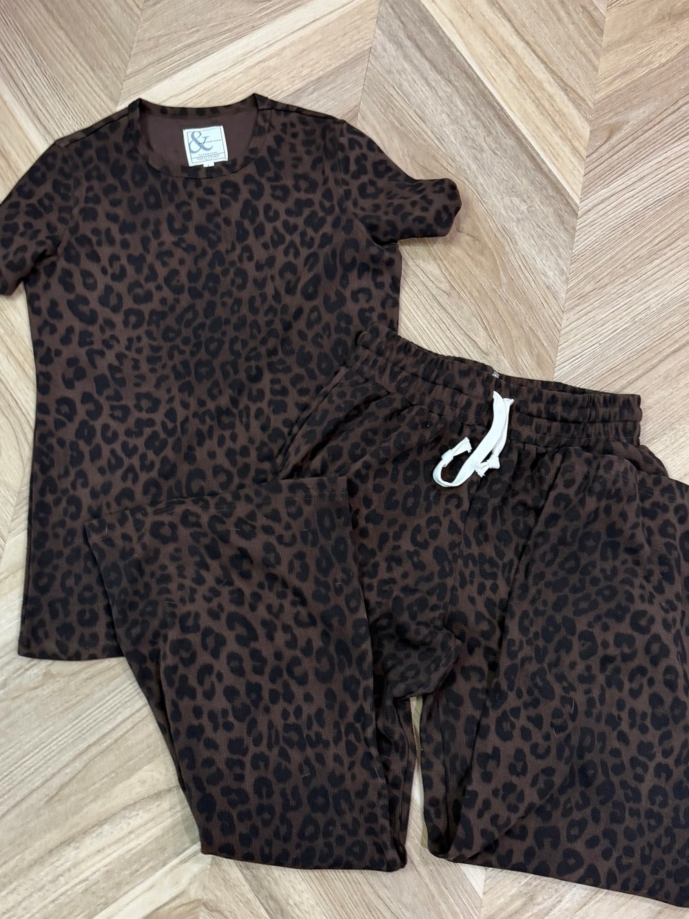 AMPERSAND AVE Brown and Black Leopard Kids Pajama Set